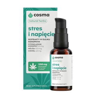 Cosma Cannabis Natural Herbs Stres i Napięcie, ekstrakty w olejku konopnym, krople, 30 ml - zdjęcie produktu