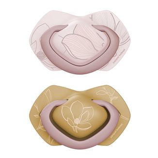 Canpol Babies, smoczek uspokajający, silikonowy, symetryczny, Gold, różowy, 0-6 miesięcy, 2 sztuki - zdjęcie produktu