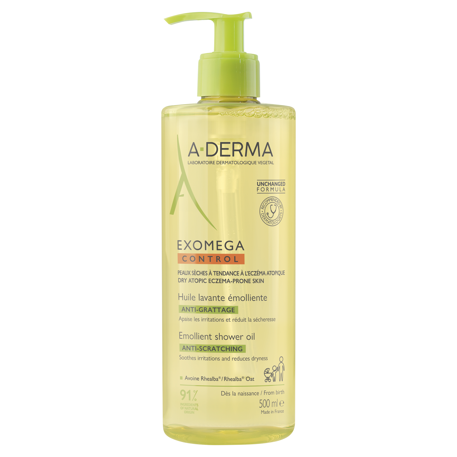 A-Derma A-Derma Exomega Control, olejek emolient pod prysznic przeciw drapaniu, 500 ml — Inhaltsstoffe und Bewertung