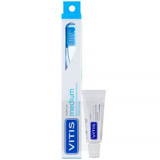 Vitis Medium, szczoteczka do zębów, średnia, 1 sztuka + pasta do zębów, 15 ml - zdjęcie produktu
