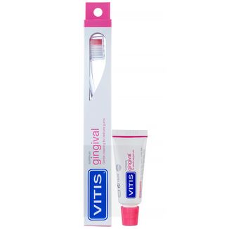Vitis Gingival, szczoteczka do zębów, miękka, 1 sztuka + pasta do zębów, 15 ml - zdjęcie produktu