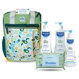 Mustela Plecak wyprawkowy, żel do mycia, 500 ml + woda oczyszczająca, 500 ml + mleczko do ciała, 300 ml + chusteczki nawilżane, 60 sztuk - miniaturka zdjęcia produktu