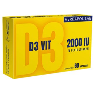 Herbapol Lab D3 Vit 2000 IU, 60 kapsułek - zdjęcie produktu