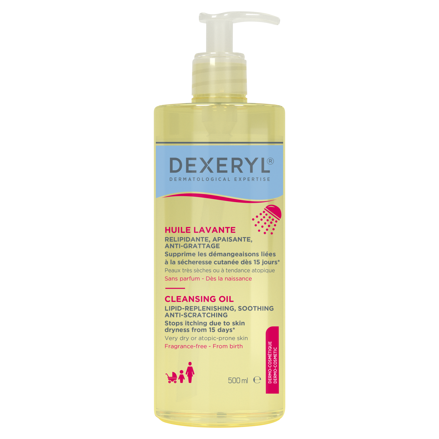 Dexeryl Dexeryl, łagodzący olejek do mycia przeciw drapaniu uzupełniający lipidy, 500 ml — Składniki i ocena