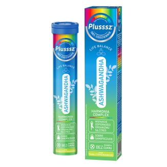 Plusssz Ashwagandha 100% Harmonia Complex, smak trawa cytrynowa, 30 tabletek musujących USZKODZONE OPAKOWANIE - zdjęcie produktu
