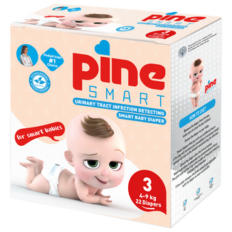 Pine Smart, pieluchy umożliwiające wykrycie infekcji dróg moczowych, rozmiar 3, Midi, 4-9 kg, 22 sztuki - zdjęcie produktu