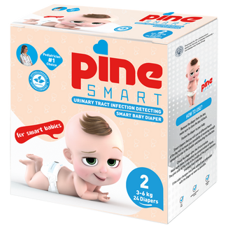 Pine Smart, pieluchy umożliwiające wykrycie infekcji dróg moczowych, rozmiar 2, Mini, 3-6 kg, 24 sztuki - zdjęcie produktu