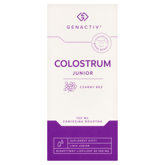 Genactiv Colostrum Junior Czarny Bez, zawiesina doustna, od 3 lat, 150 ml USZKODZONE OPAKOWANIE - zdjęcie produktu