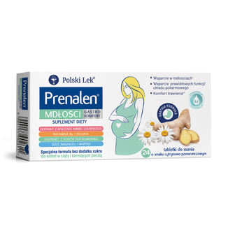 Prenalen Mdłości Gastro Komfort, smak cytrynowo-pomarańczowy, 24 tabletki do ssania  USZKODZONE OPAKOWANIE - zdjęcie produktu