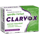 Clarvox Porost Islandzki + Dzika Róża, smak czarnej porzeczki, 36 pastylek do ssania - miniaturka zdjęcia produktu