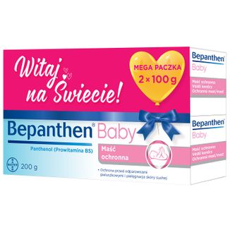 Bepanthen Baby, maść przeciw odparzeniom pieluszkowym dla niemowląt, dwupak, 2 x 100 g USZKODZONE OPAKOWANIE - zdjęcie produktu