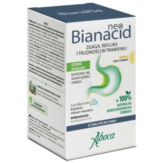 NeoBianacid, zgaga, refluks i trudności w trawieniu, smak cytrynowy, 45 tabletek do ssania - zdjęcie produktu