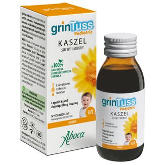 GrinTuss Pediatric, kaszel suchy i mokry, syrop dla dzieci powyżej 1 roku życia, 180 g USZKODZONE OPAKOWANIE - zdjęcie produktu