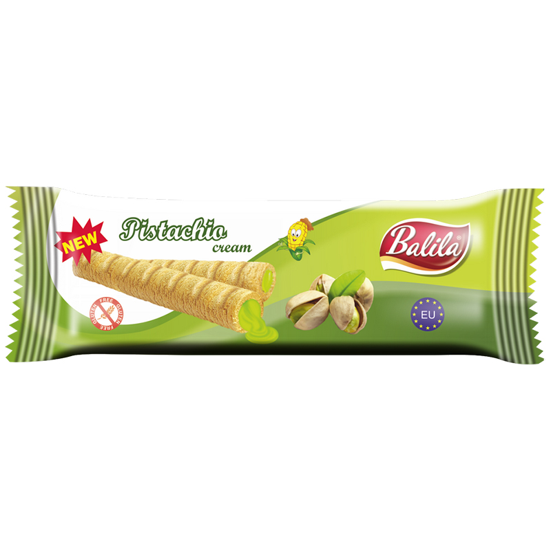 Nieznana Balila, rurki kukurydziane z kremem o smaku pistacjowym, bezglutenowe, 18 g