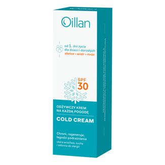 Oillan Cold Cream, odżywczy krem na każdą pogodę, SPF 30, 50 ml - zdjęcie produktu