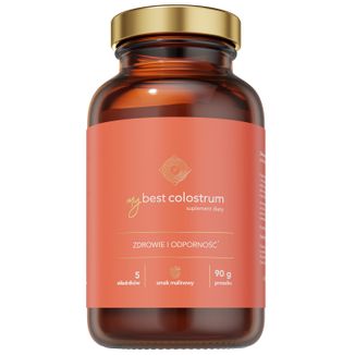 MyBestColostrum, dla dorosłych i dzieci od 3 lat, smak malinowy, 90 g USZKODZONE OPAKOWANIE - zdjęcie produktu