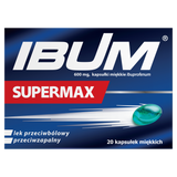Ibum Supermax 600 mg, 20 kapsułek miękkich USZKODZONE OPAKOWANIE Ibum Supermax 600 mg, 20 kapsułek miękkich USZKODZONE OPAKOWANIE - miniaturka zdjęcia produktu