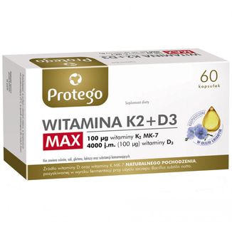 Protego Witamina K2 + D3 Max, 60 kapsułek - zdjęcie produktu