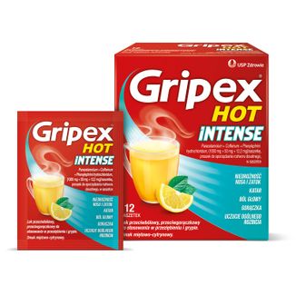 Gripex Hot Intense 1 g + 50 mg + 12,2 mg, 12 saszetek - zdjęcie produktu