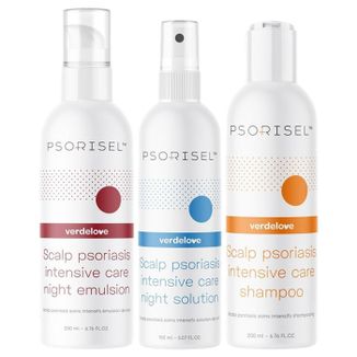 Zestaw Verdelove Psorisel, na łuszczycę skóry głowy, szampon 200 ml + emulsja, 200 ml + płyn, 150 ml - zdjęcie produktu