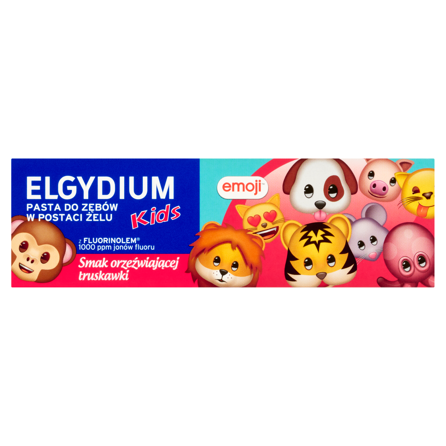 Elgydium Elgydium Emoji Kids, pasta do zębów dla dzieci, o smaku orzeźwiającej truskawki, 3-6 lat, 50 ml