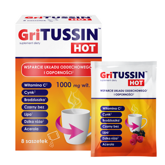 GriTussin Hot, 8 saszetek USZKODZONE OPAKOWANIE - zdjęcie produktu