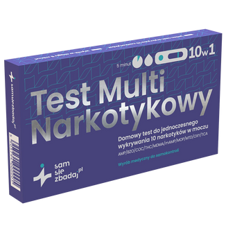 Sam się zbadaj Multi Test Narkotykowy 10w1, domowy test do wykrywania 10 narkotyków w moczu, 1 sztuka USZKODZONE OPAKOWANIE - zdjęcie produktu