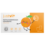 JustVit Pastylki Wspierające Odporność, bez dodatku cukru, od 3 lat, smak pomarańczowy, 20 pastylek - miniaturka zdjęcia produktu