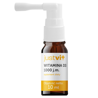 JustVit Witamina D3 1000 j.m., krople, od 1 roku, 10 ml - zdjęcie produktu