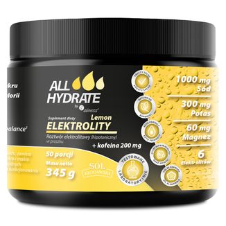 ALLHydrate Elektrolity + Kofeina, smak cytrynowy, 345 g KRÓTKA DATA - zdjęcie produktu