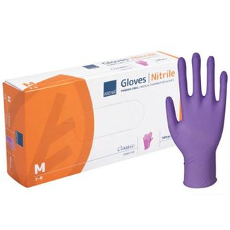 Abena, rękawice nitrylowe, niejałowe, bezpudrowe, fioletowe, rozmiar M, 100 sztuk - zdjęcie produktu