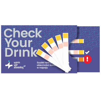 Sam się zbadaj Check Your Drink, szybki test do sprawdzenia ketaminy i GHB w napoju, 5 sztuk - zdjęcie produktu