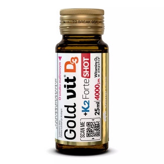 Olimp Gold-Vit D3 + K2 Forte Shot, szklana ampułka, smak malinowy, 25 ml - zdjęcie produktu