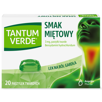 Tantum Verde 3 mg, smak miętowy, 20 pastylek twardych USZKODZONE OPAKOWANIE - zdjęcie produktu