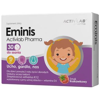 Activlab Pharma Eminis, smak truskawkowy, 30 tabletek do ssania - zdjęcie produktu