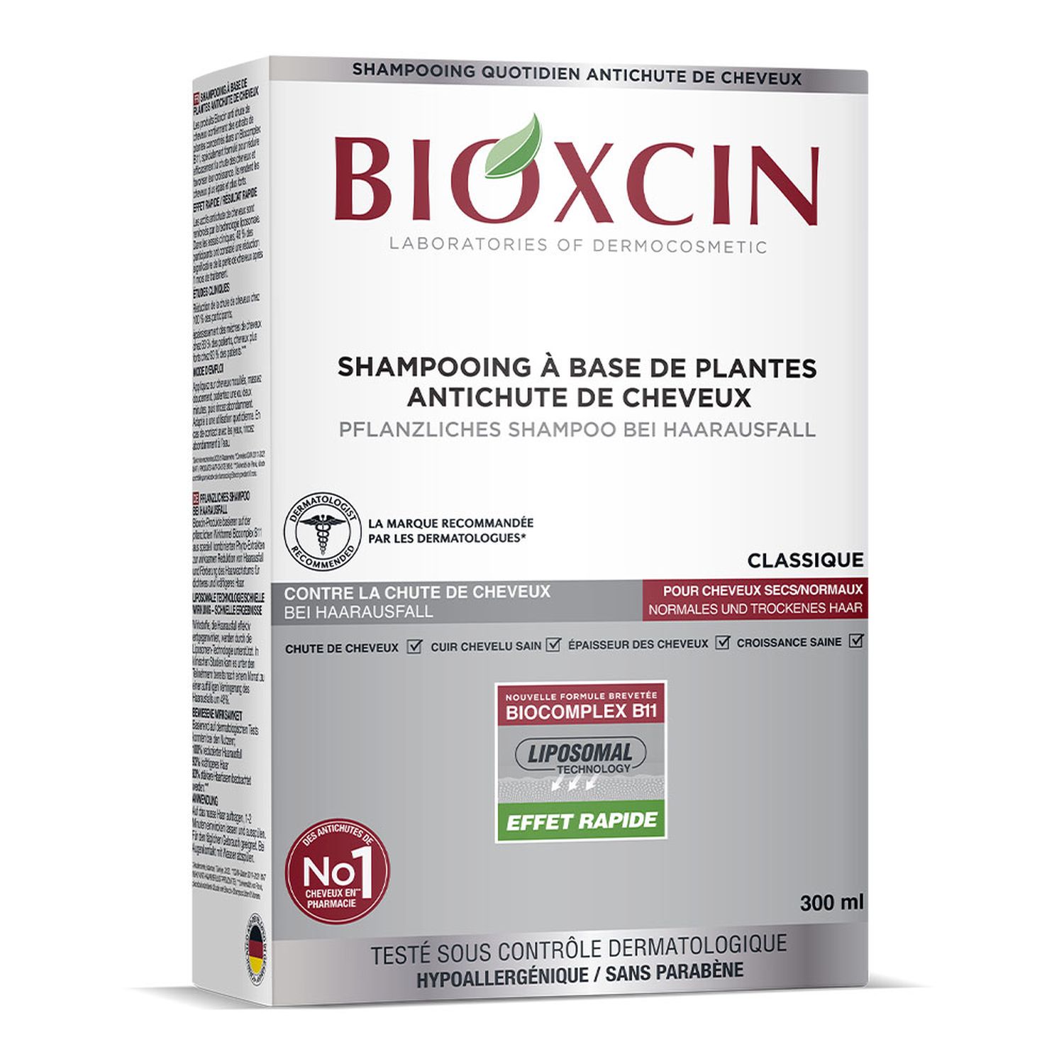 Bioxcin Bioxcin Classic, Shampoo gegen Haarausfall für trockenes Haar und normal, 300 ml — Inhaltsstoffe und Bewertung