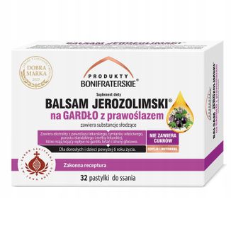 Produkty Bonifraterskie Balsam Jerozolimski na Gardło z prawoślazem, 32 pastylki do ssania - zdjęcie produktu