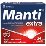Manti Extra 10 mg + 165 mg + 800 mg, 24 tabletki do rozgryzania i żucia Manti Extra 10 mg + 165 mg + 800 mg, 24 tabletki do rozgryzania i żucia - miniaturka zdjęcia produktu