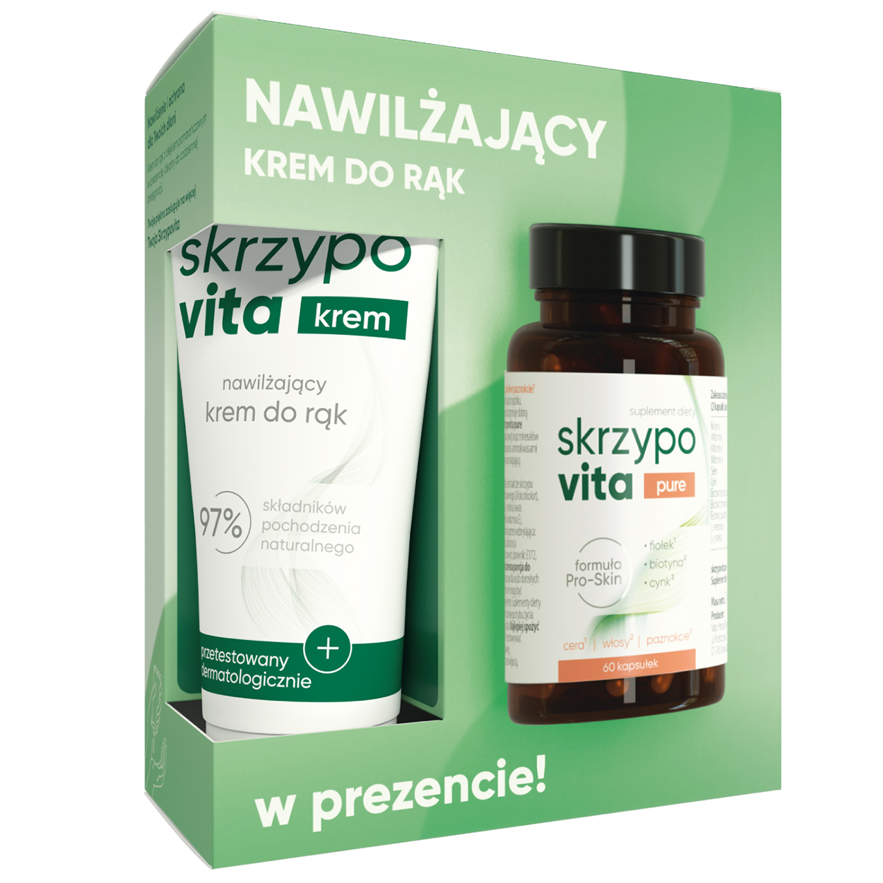 Skrzypovita Zestaw Skrzypovita Pure, 60 kapsułek + nawilżający krem do rąk, 50 ml gratis