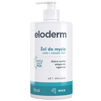 Eloderm, żel do mycia ciała i włosów 2w1, od 1 dnia życia, 750 ml USZKODZONE OPAKOWANIE - zdjęcie produktu
