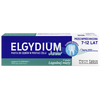Elgydium Junior, pasta do zębów w postaci żelu z Kompleksem Fluorinol Protect+, o smaku łagodnej mięty, 50 ml USZKODZONE OPAKOWANIE Elgydium Junior, pasta do zębów w postaci żelu z Kompleksem Fluorinol Protect+, o smaku łagodnej mięty, 50 ml USZKODZONE OPAKOWANIE - zdjęcie produktu