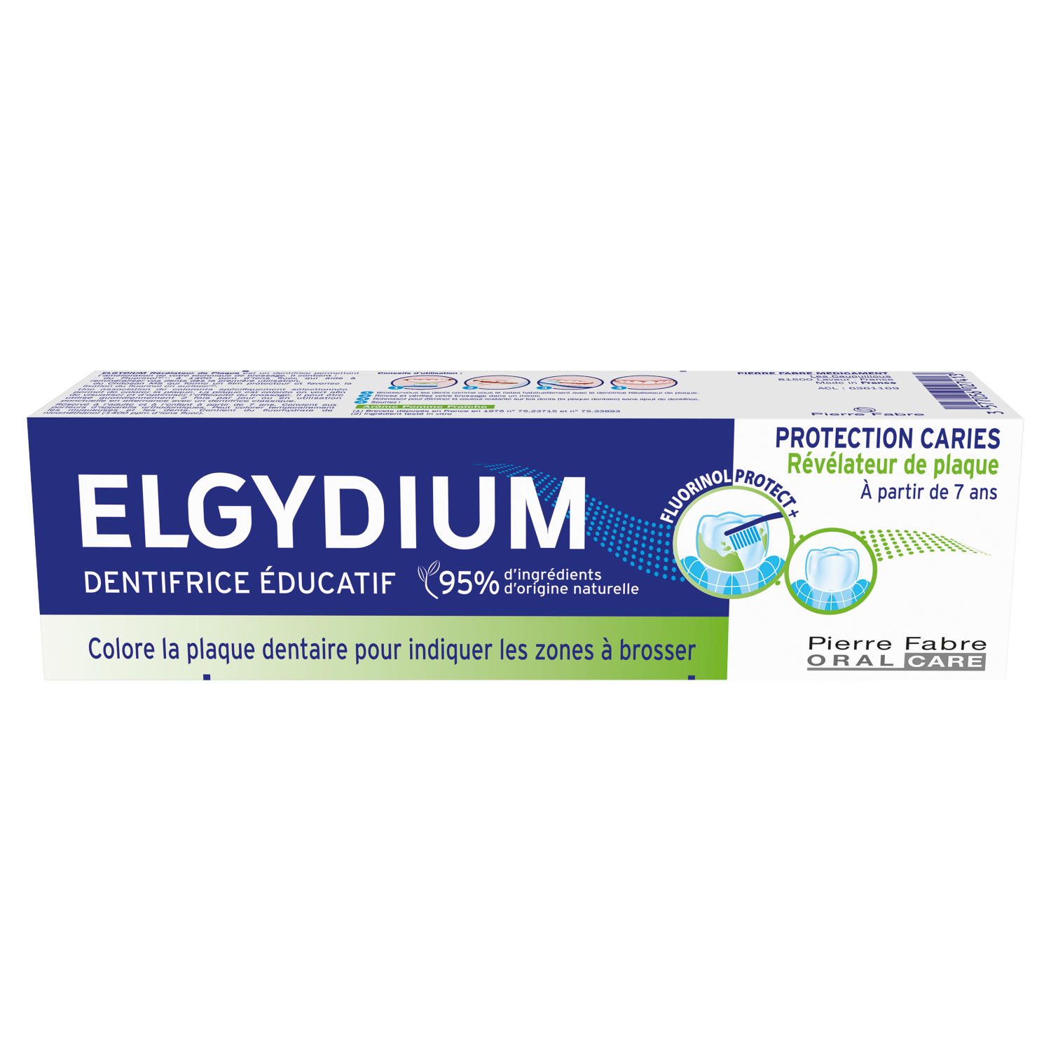 Elgydium Elgydium, edukacyjna pasta do zębów z Kompleksem Fluorinol Protect+, barwiąca płytkę nazębna, dla dzieci od 7 lat i dorosłych, 50 ml