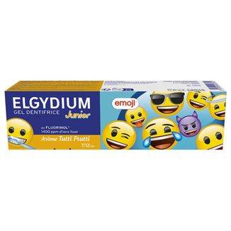 Elgydium Junior Emoji, pasta do zębów w postaci żelu dla dzieci, Tutti-frutti, 7-12 lat, 50 ml - zdjęcie produktu