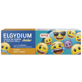 Elgydium Junior Emoji, pasta do zębów w postaci żelu dla dzieci, Tutti-frutti, 7-12 lat, 50 ml - zdjęcie produktu