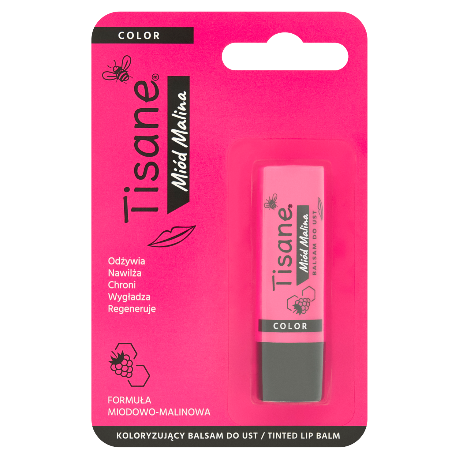 Tisane Tisane Color, balsam koloryzujący do ust, Miód Malina, 5,1 g — Składniki i ocena