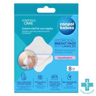 Canpol Babies, kojące wkładki hydrożelowe na piersi z lanoliną, 8 sztuk USZKODZONE OPAKOWANIE - zdjęcie produktu