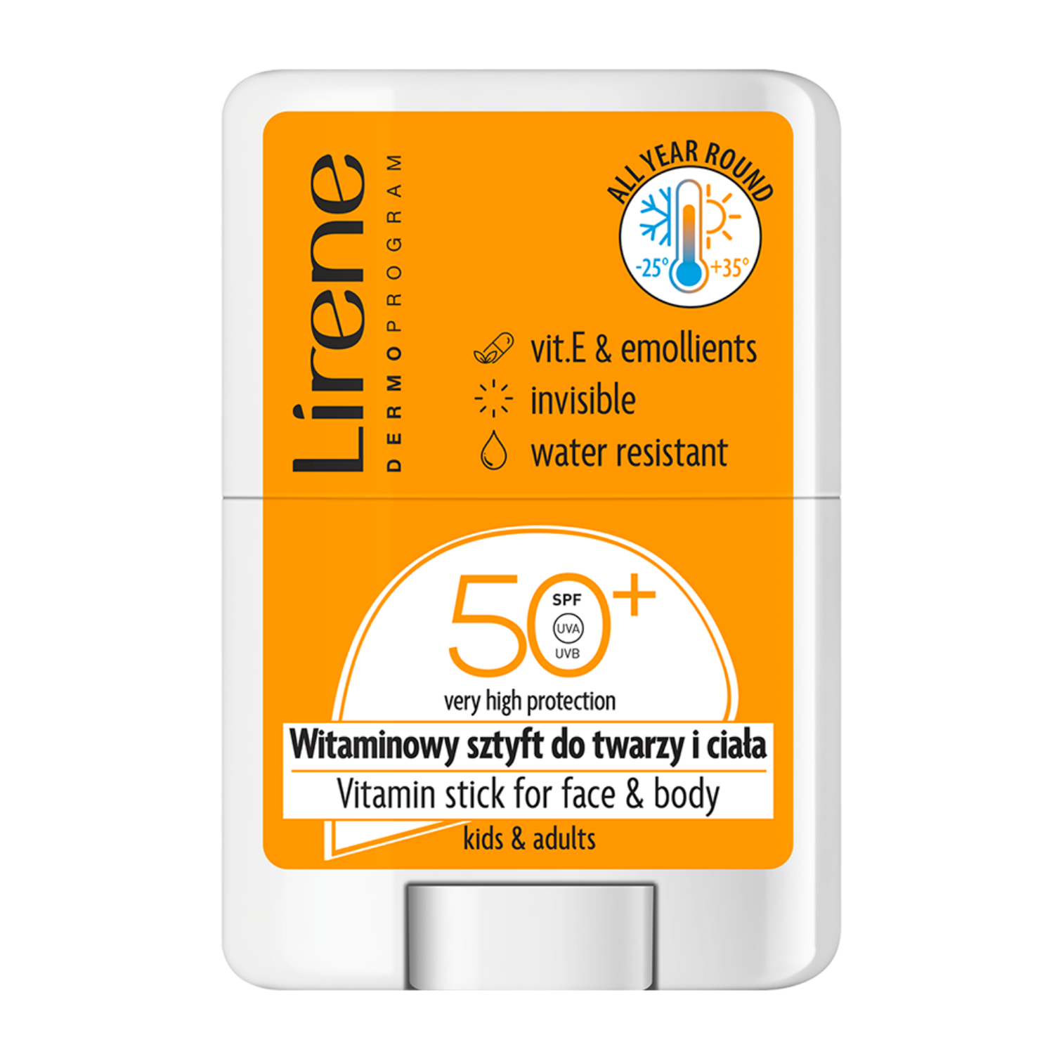 Lirene Lirene, mit Vitaminen Stift für Gesicht und Körper, für Kinder und Erwachsene, SPF 50+, 15 g — Inhaltsstoffe und Bewertung