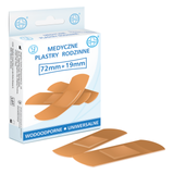 Testeo, plastry wodoodporne z opatrunkiem, cieliste, 19 mm x 72 mm, 12 sztuk - miniaturka zdjęcia produktu