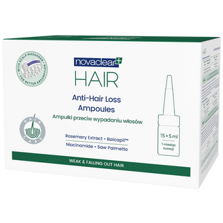Novaclear Hair, ampułki przeciw wypadaniu włosów, 5 ml x 15 ampułek - zdjęcie produktu