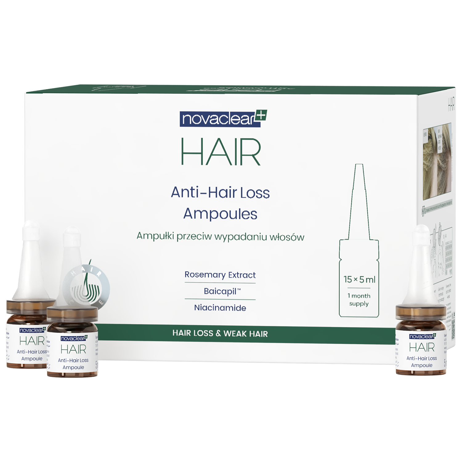 Novaclear Novaclear Hair, Ampullen gegen Haarausfall, 5 ml x 15 Ampullen — Inhaltsstoffe und Bewertung